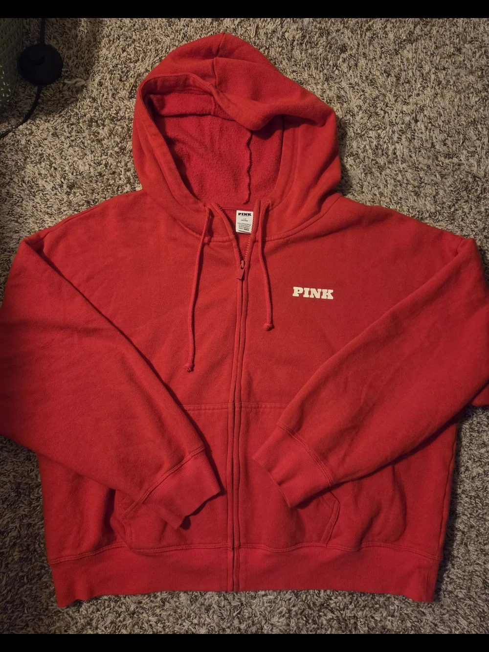 PINK Victoria's Secret Bright Red Set- Hoodie And Sweatpants Size Large Short